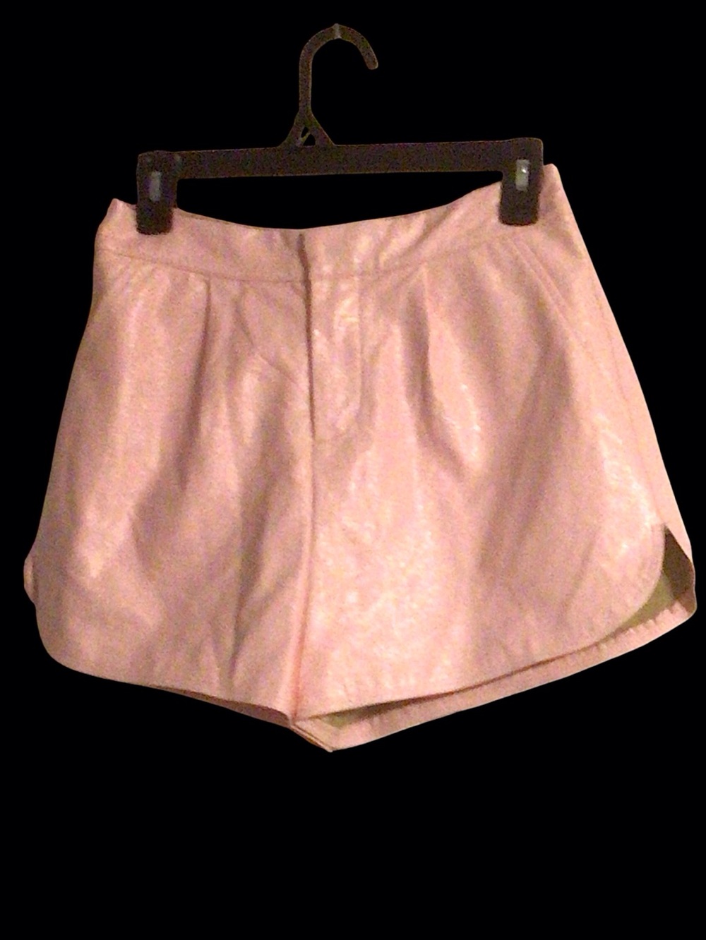 EUC....Womens Grey Lab Faux leather pink high waist shorts.